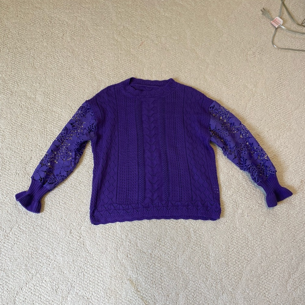 Eyelet Purple Sweater